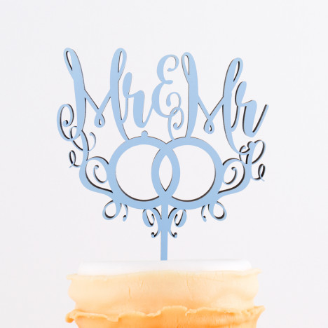 Cake Topper Mr. & Mr. mit Ringen 