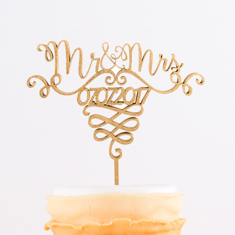 Cake Topper Mr. & Mrs. mit Eurem Datum