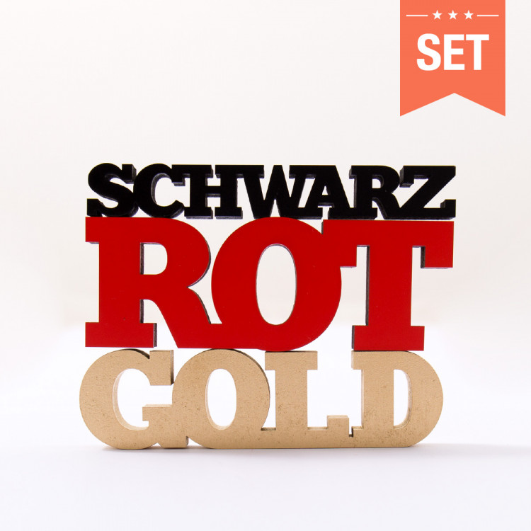 Set Dekoschriftzug Schwarz Rot Gold