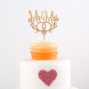 Cake Topper Mr. & Mrs. mit Ringen 