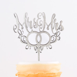 Cake Topper Mrs. & Mr.s mit Ringen 