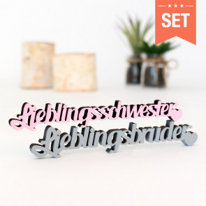 Dekoschriftzug Set: Lieblingsschwester und Lieblingsbruder