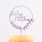 Cake Topper mit Euren Namen und Datum im floralem Kreis