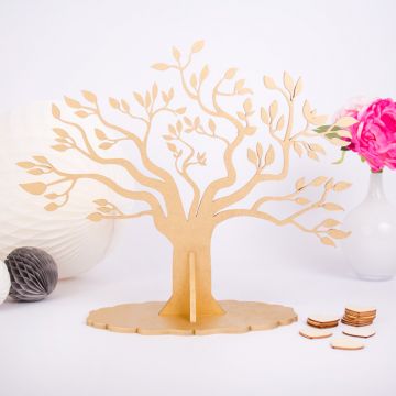 Gästebuch Baum aus Holz mit Herzen zum Beschriften
