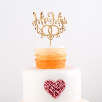 Cake Topper Mr. & Mr.s mit Ringen 