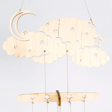 Mobile Teddy aus Holz