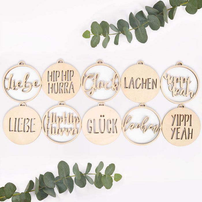 Glück Anhänger aus Holz Set (10er Set) main product photo