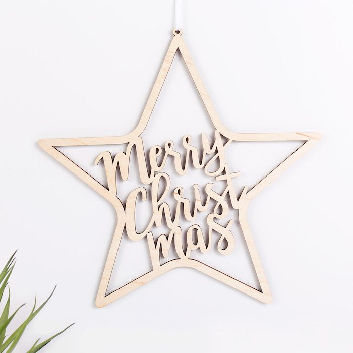 Stern "Merry Christmas" aus Birkenholz main product photo