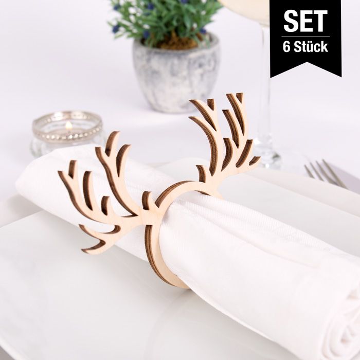 Serviettenring Hirsch aus Birkenholz 6er Set main product photo