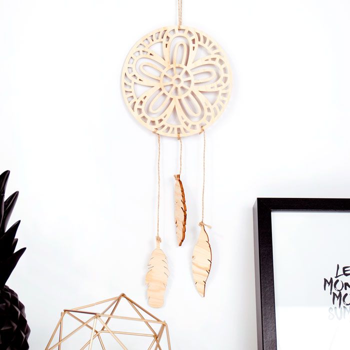 Traumfänger Blume aus Holz main product photo